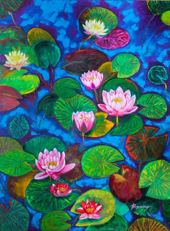 Water lilies - Water Lily pond Oil painting