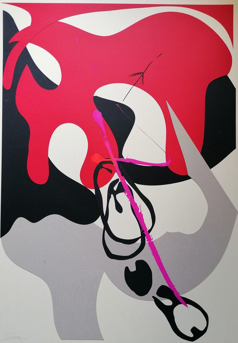 Surrealistic Abstract Acrylic Painting By Stefano Mazzolini, 28 X 39", Rerosa, Original Artwork