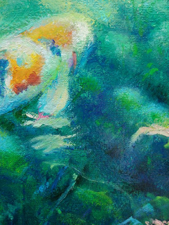 Japanese garden 3. Original oil painting