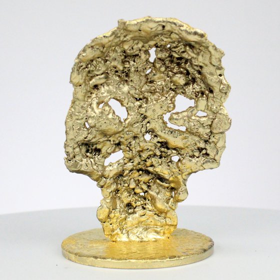 Skull CLVII - Skull artwork steel gold leaf