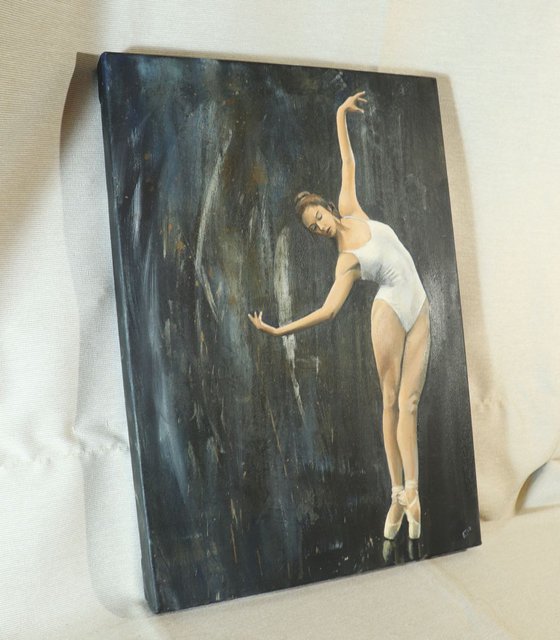 'On Pointe' , Ballerina Painting, Ballet Dancer, Oil on Canvas