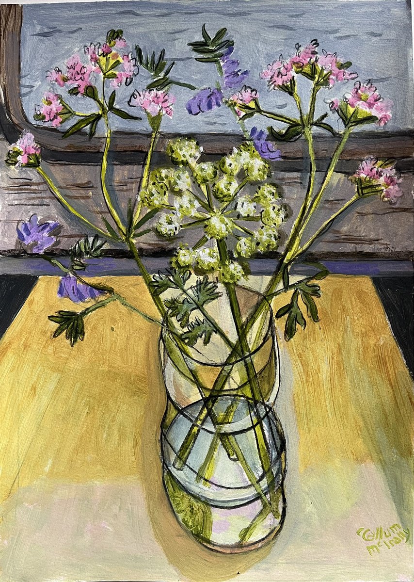 Impressionistic Botanical Acrylic Painting By Christine Callum Mcinally, 12 X 17, Scottish Wild Flowers, Original Artwork