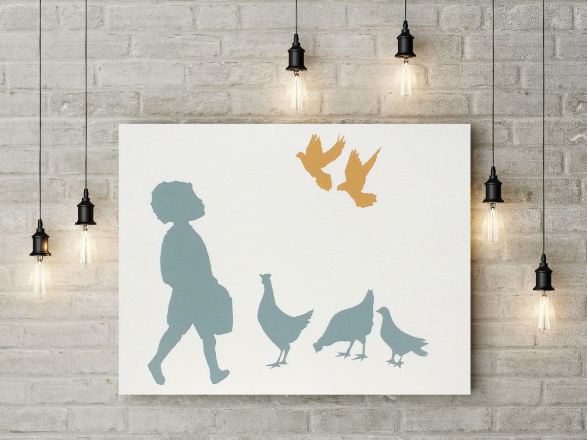 GIRL/BOY WITH BIRDS PRINT PAIR - FREE UK DELIVERY by Emma Evans-Freke