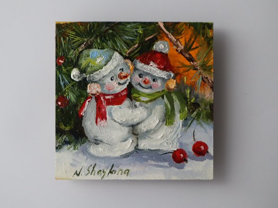 Snowman, Christmas Painting