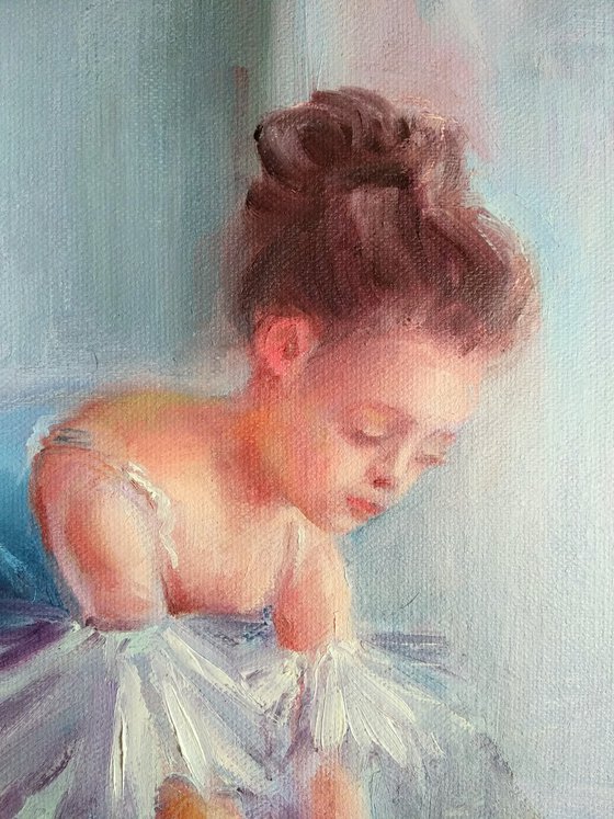 Ballet Painting Little Ballerina Nursery Art Kids Room Painting in Blue
