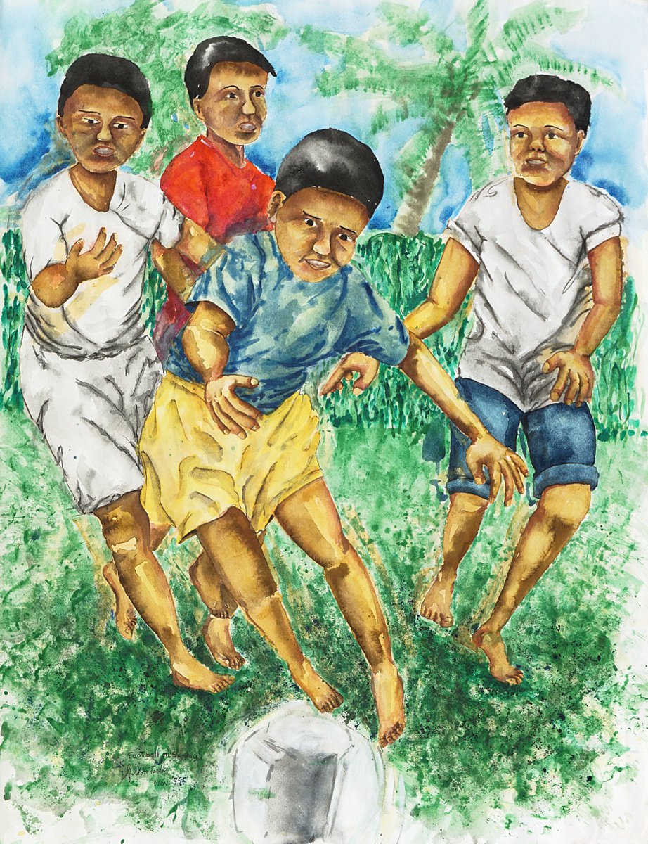 Impressionistic Portrait Painting By Gordon T., 20 X 25, Football On Sunday, Original Artwork