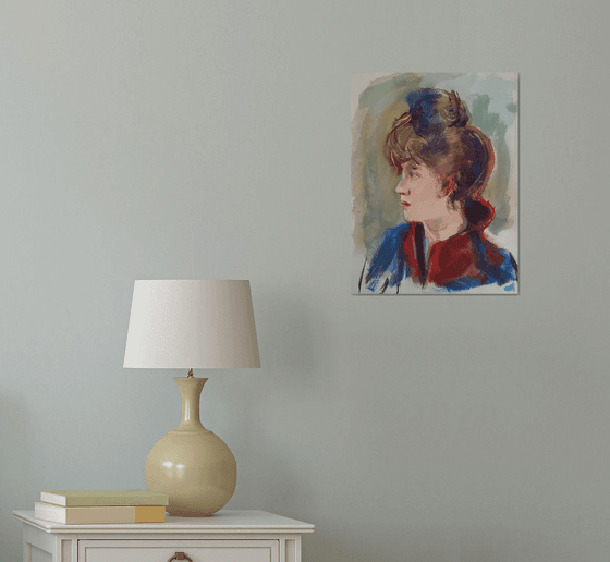 Watercolor portrait (after Santiago Rusigñol)