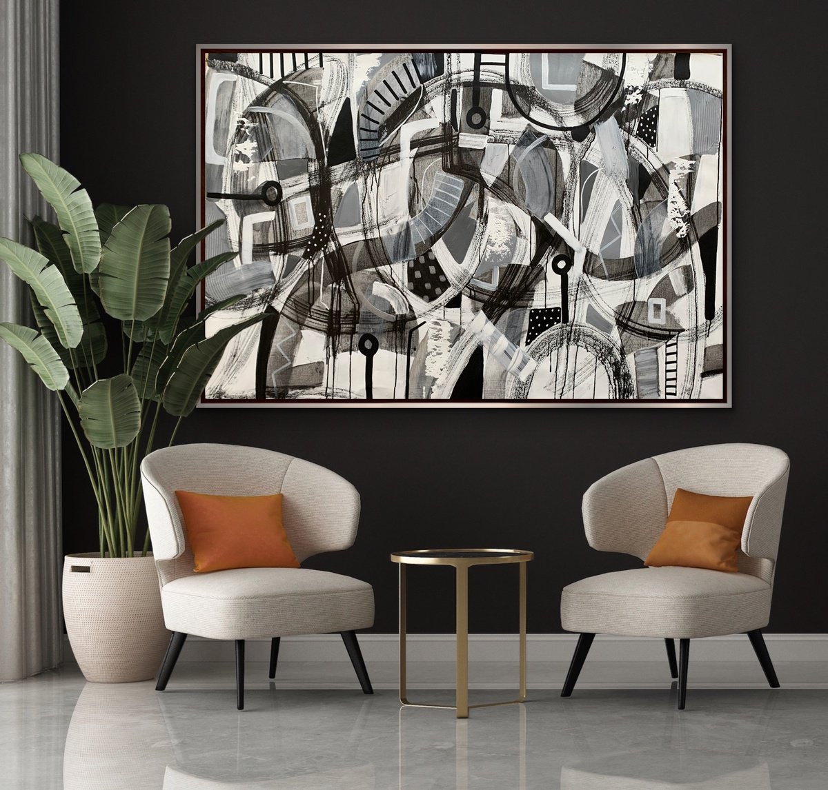 Organic Abstract Acrylic Painting By Rashna Hackett, 51 X 35", A Feeling, Original Artwork