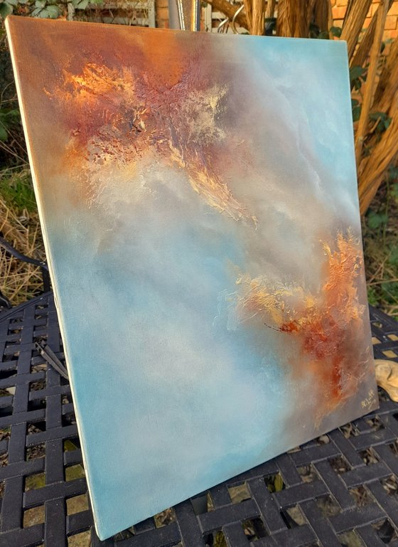 REACH OUT (Abstract slimline cloudscape oil painting)