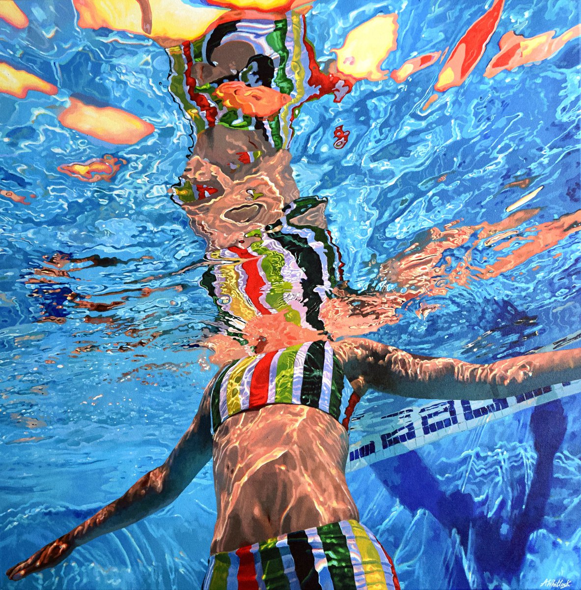 Supernova - Large Swimming Painting by Abi Whitlock