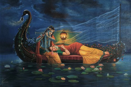 Royal Raas Night (Vol 3) - Oil Painting By Hari Om Singh by Hariom Hitesh Singh