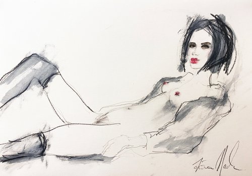 Reclining nude - Homage to Egon Schiele by Fiona Maclean