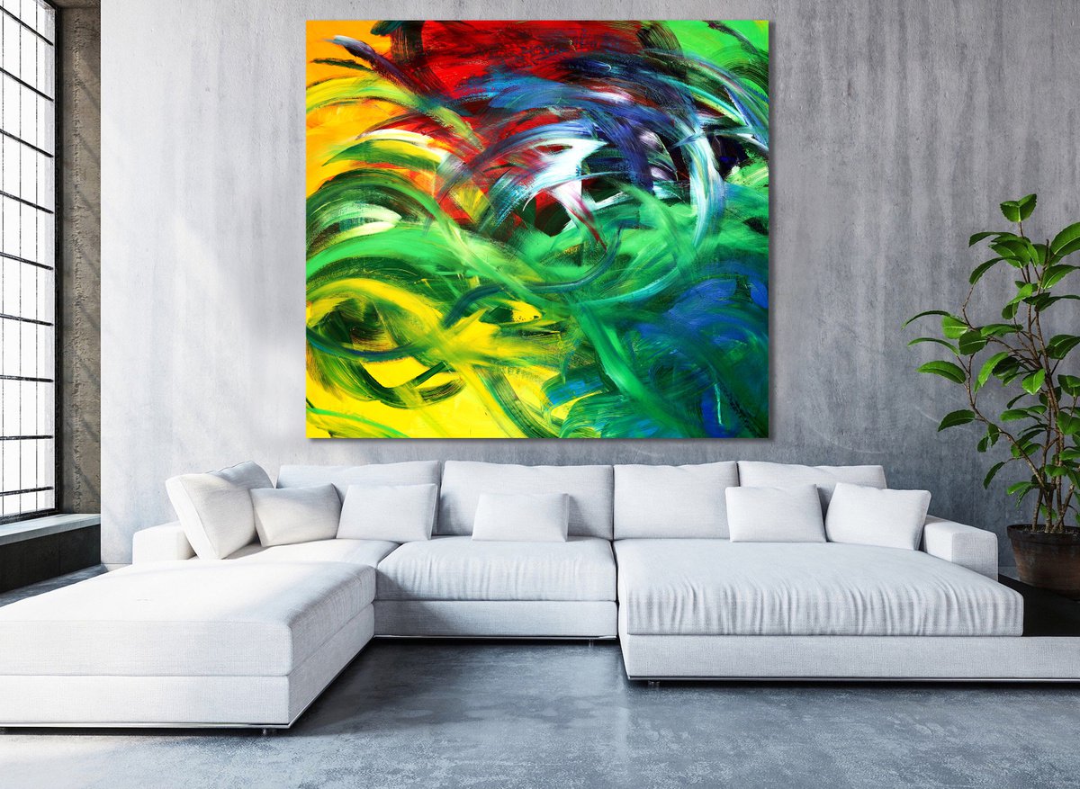 Organic Abstract Acrylic Painting By Estelle Asmodelle, 73 X 66, At The Beginning, Original Artwork