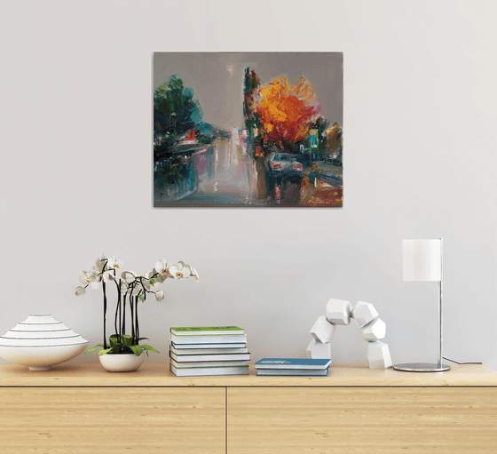 City life  (45x55cm, oil painting, ready to hang, palette knife)