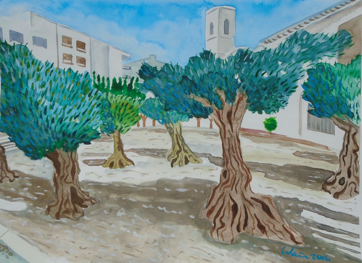 Olive trees in Altea town by Kirsty Wain