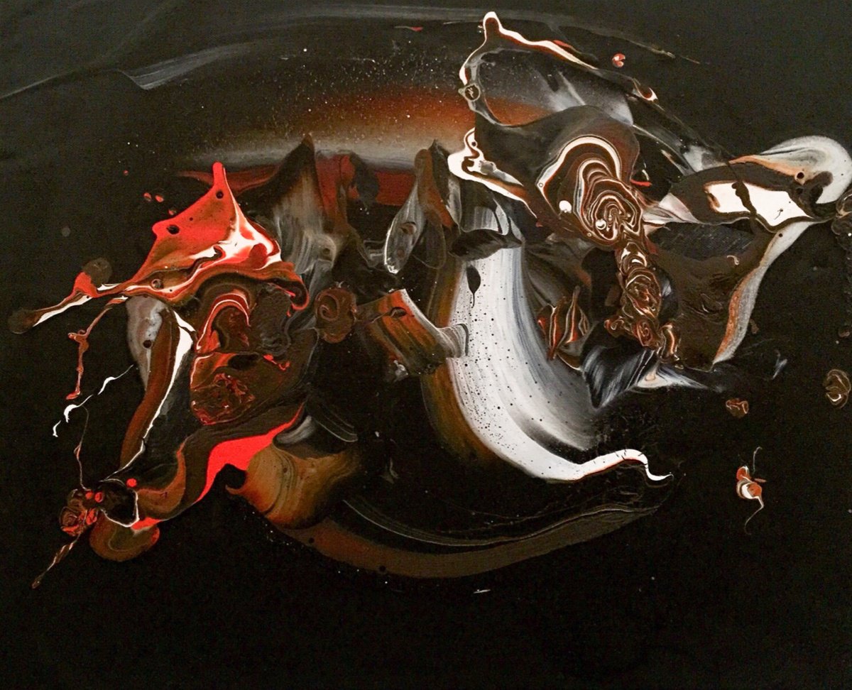 Abstract Acrylic Painting By Jean-Philippe Estebenet, 20 X 16, Les Temoins Inopportuns, Original Artwork