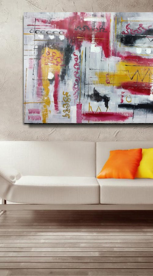 large paintings for living room/extra large painting/abstract Wall Art/original painting/painting on canvas 120x80-title-c817 by Sauro Bos