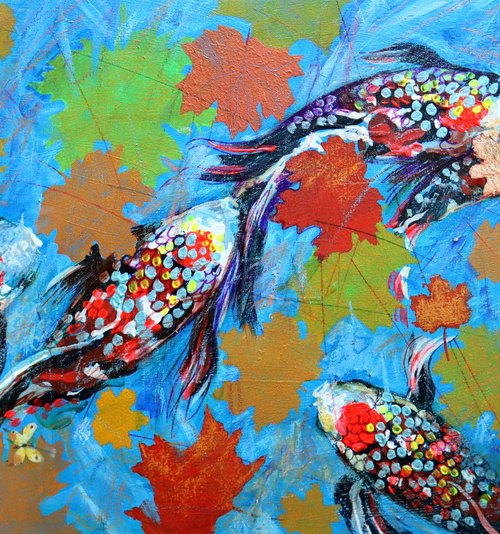 Koi Fish on Blue. by Rakhmet Redzhepov