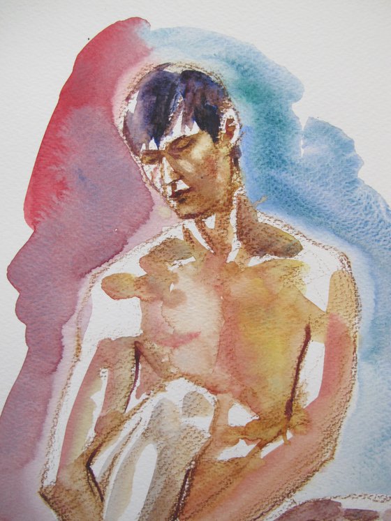 Seated male nude