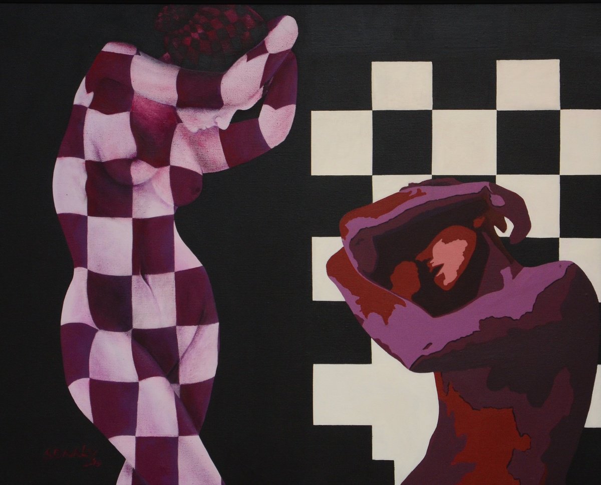 Expressive Portrait Acrylic Painting By Sonaly Gandhi, 30 X 24", Couple In Love 6, Original Artwork