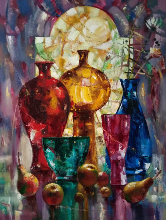 Oil painting glass jugs nTar250