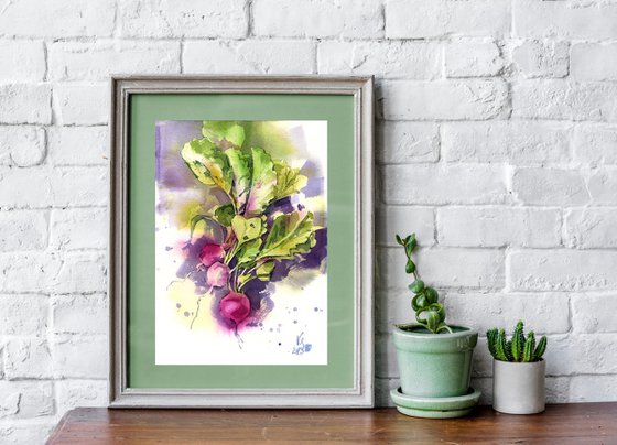 "Bunch of radishes" - Original watercolor painting