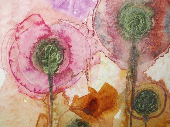Hot summer flowers - abstract watercolor