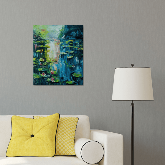 Monet Style Lily Pond Painting