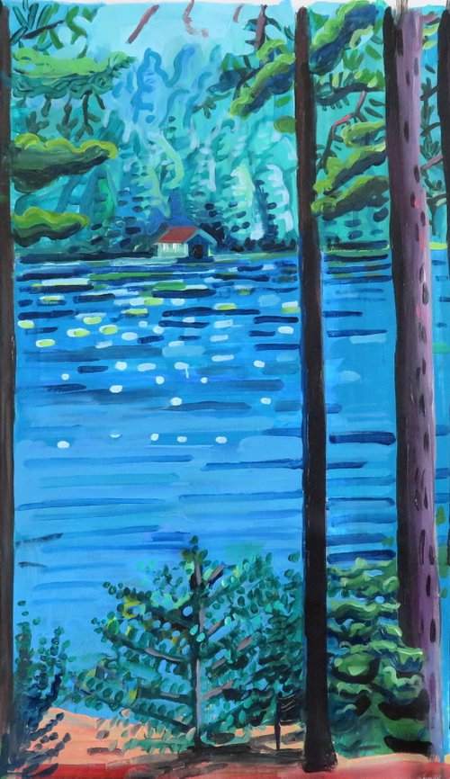 lake view through the trees by Stephen Abela