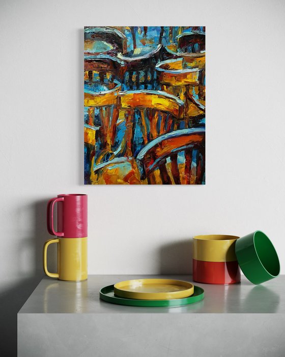 Cafe after the rain. Street