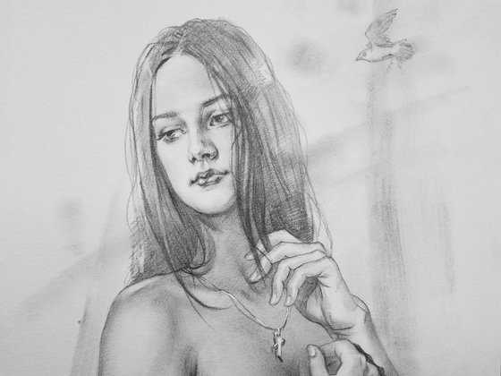 Woman wearing a necklace