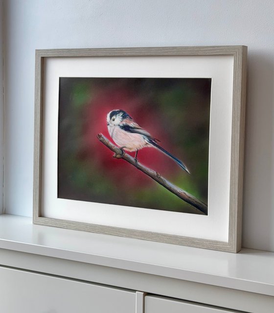 Long tail Tit Mixed Media Painting