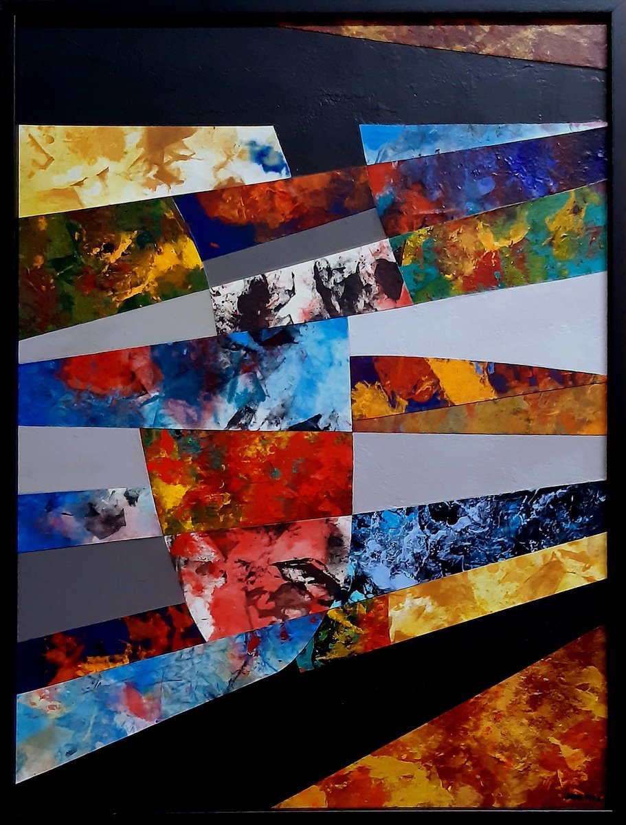 Abstract Acrylic Painting By Juan Pita, 20 X 27", Texcollage (M22), Original Artwork