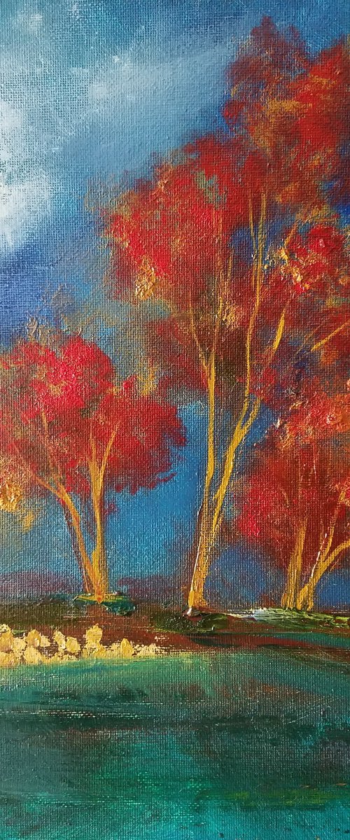 Crimson Trees (study) by Kevin Blake