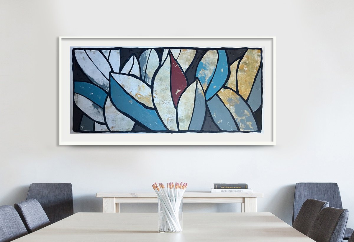 Illustrative Botanical Acrylic Painting By Nick Molloy, 63 X 31", Spring Time, Original Artwork