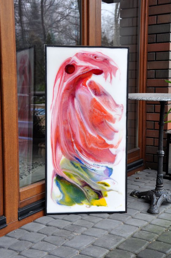 FIRE BIRD  abstract resin 100x50