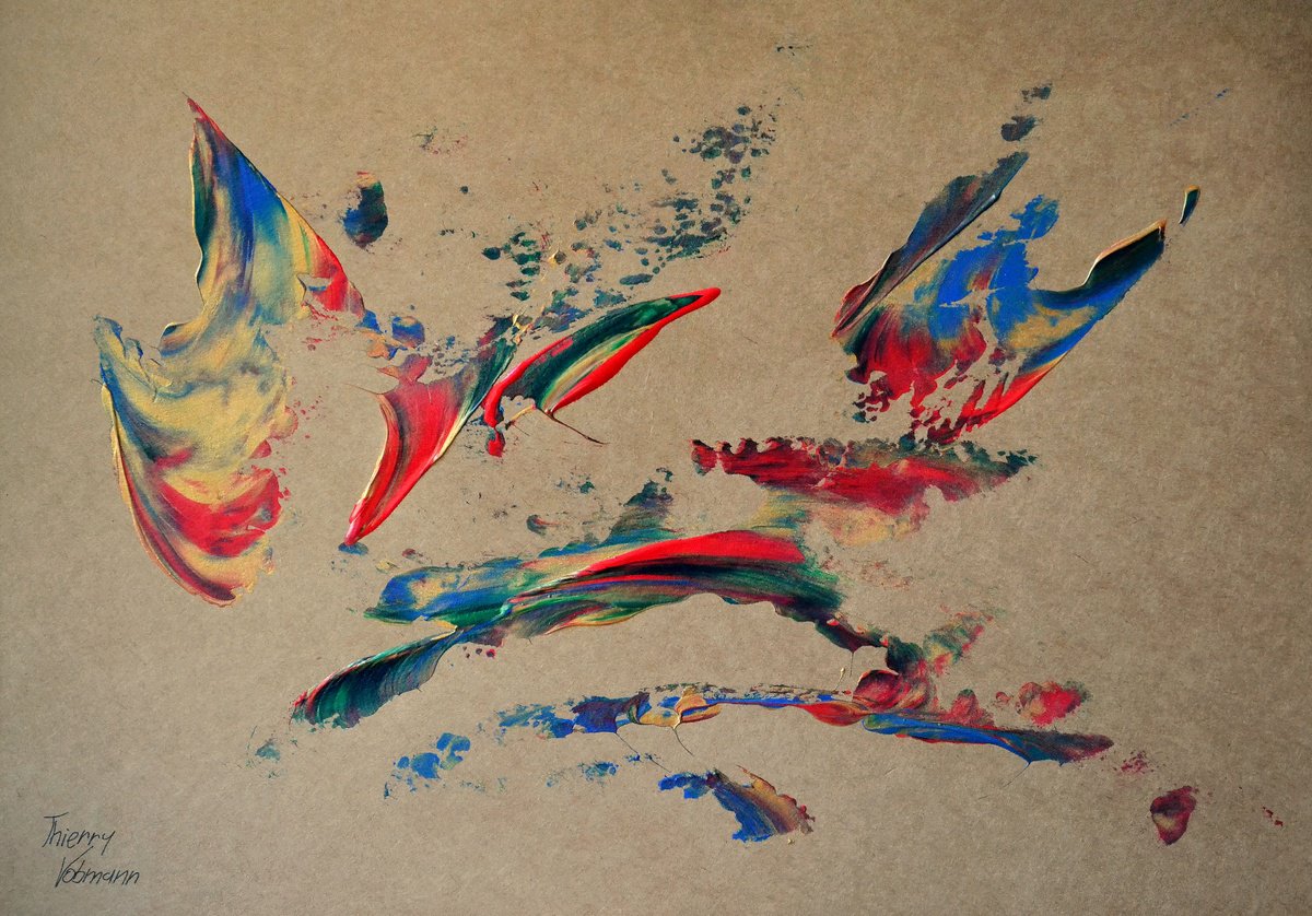 Abstract Acrylic Painting By Thierry Vobmann. Abstract ., 17 X 12", Natural Style 27, Original Artwork