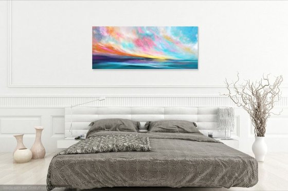 Come Rain or Shine - Panoramic, XL, Modern Art Office Decor Home