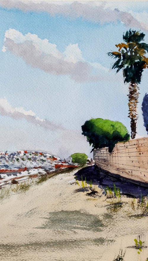 Partly cloudy,  watercolor on Arches paper (in Carmel mountain) by Leonid Kirnus