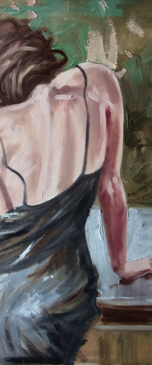 For J. " DO YOU ... "-  liGHt  ORIGINAL OIL PAINTING, GIFT, PALETTE KNIFE (2021) by Monika Luniak