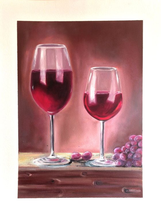 Grape wine in wine glasses