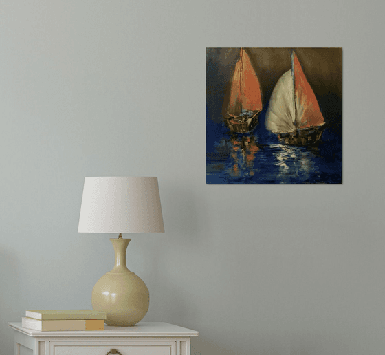 Night Idyll: Seascape With Sailing Ships