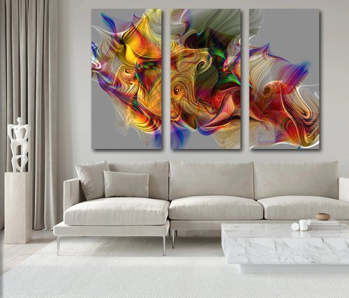 Mambo/XL large triptych, set of 3 panels by Javier Diaz