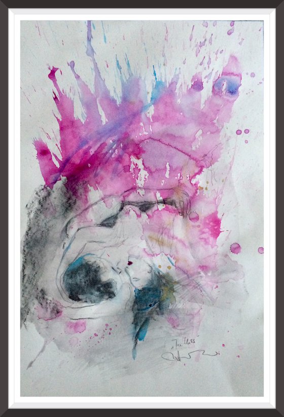 The Kiss - Abstract Watercolor Drawing