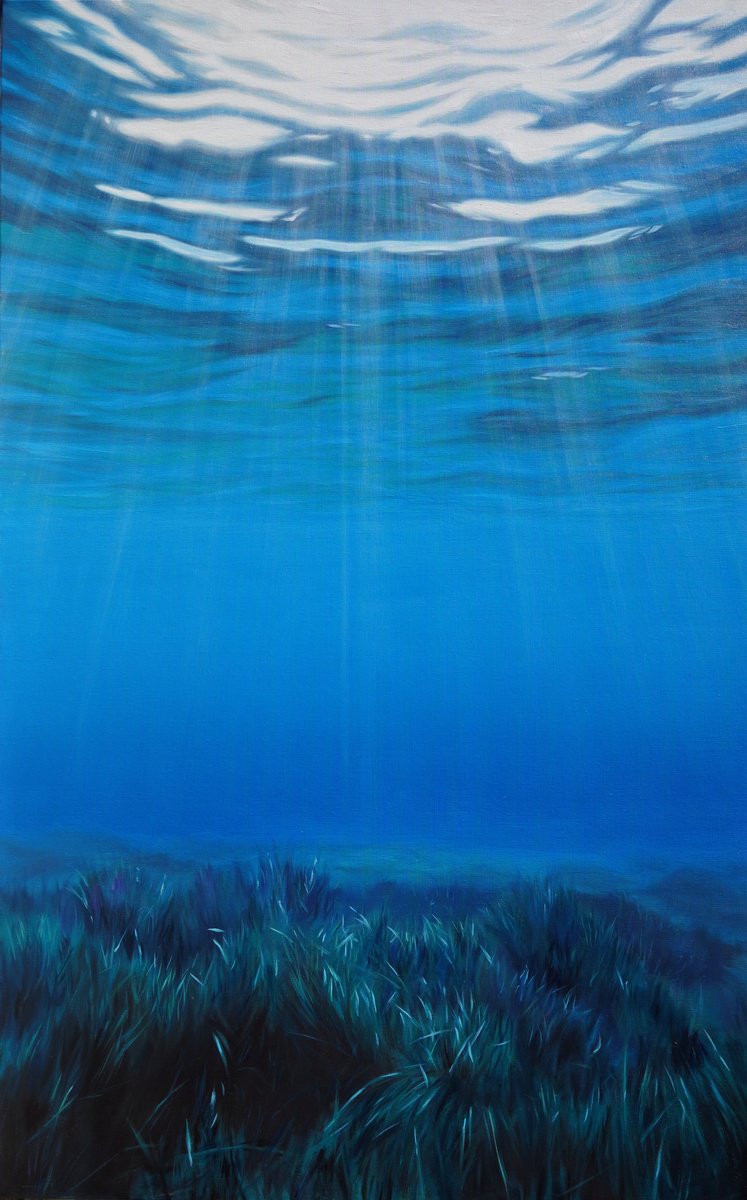 Photorealistic Landscape Oil Painting By Alina Hubarenko, 39 X 63, Greenest Grass, Original Artwork