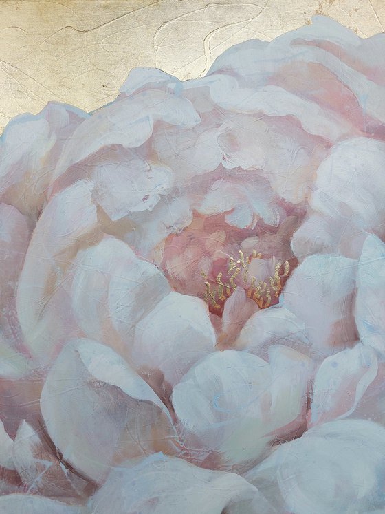 “Peony on golden background”