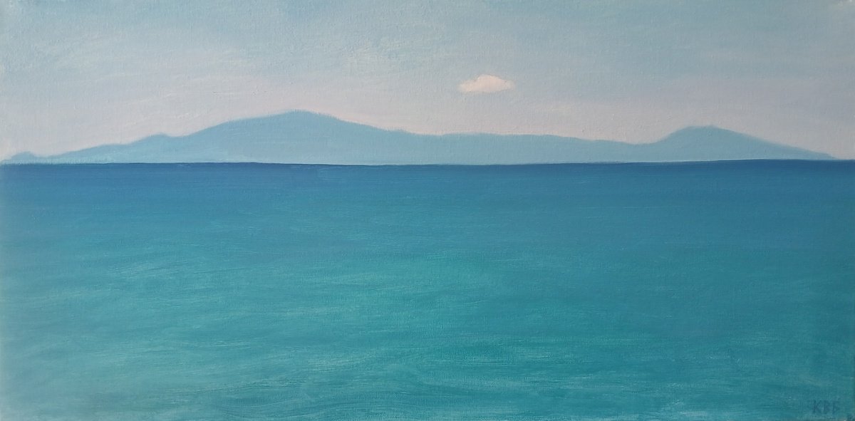 Impressionistic Landscape Oil Painting By Vasyl Koval, 24 X 12", Thasos. Meditation, Original Artwork