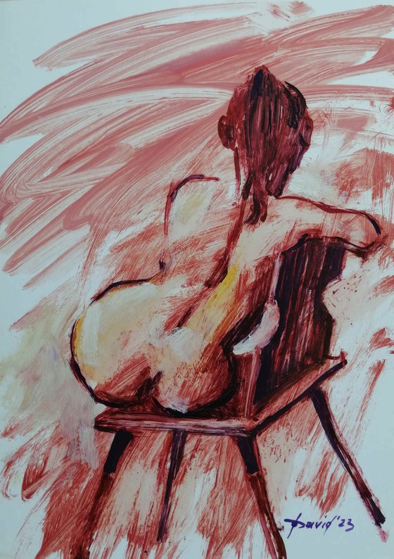 Nude study female oil on paper