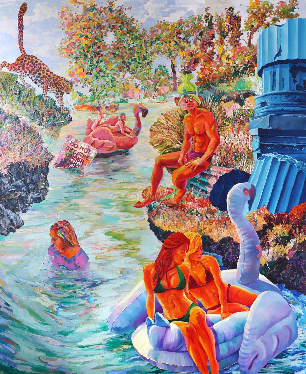 Surrealistic Portrait Oil Painting By Dominic Virtosu, 81 X 106, Puer Aeternus, Original Artwork