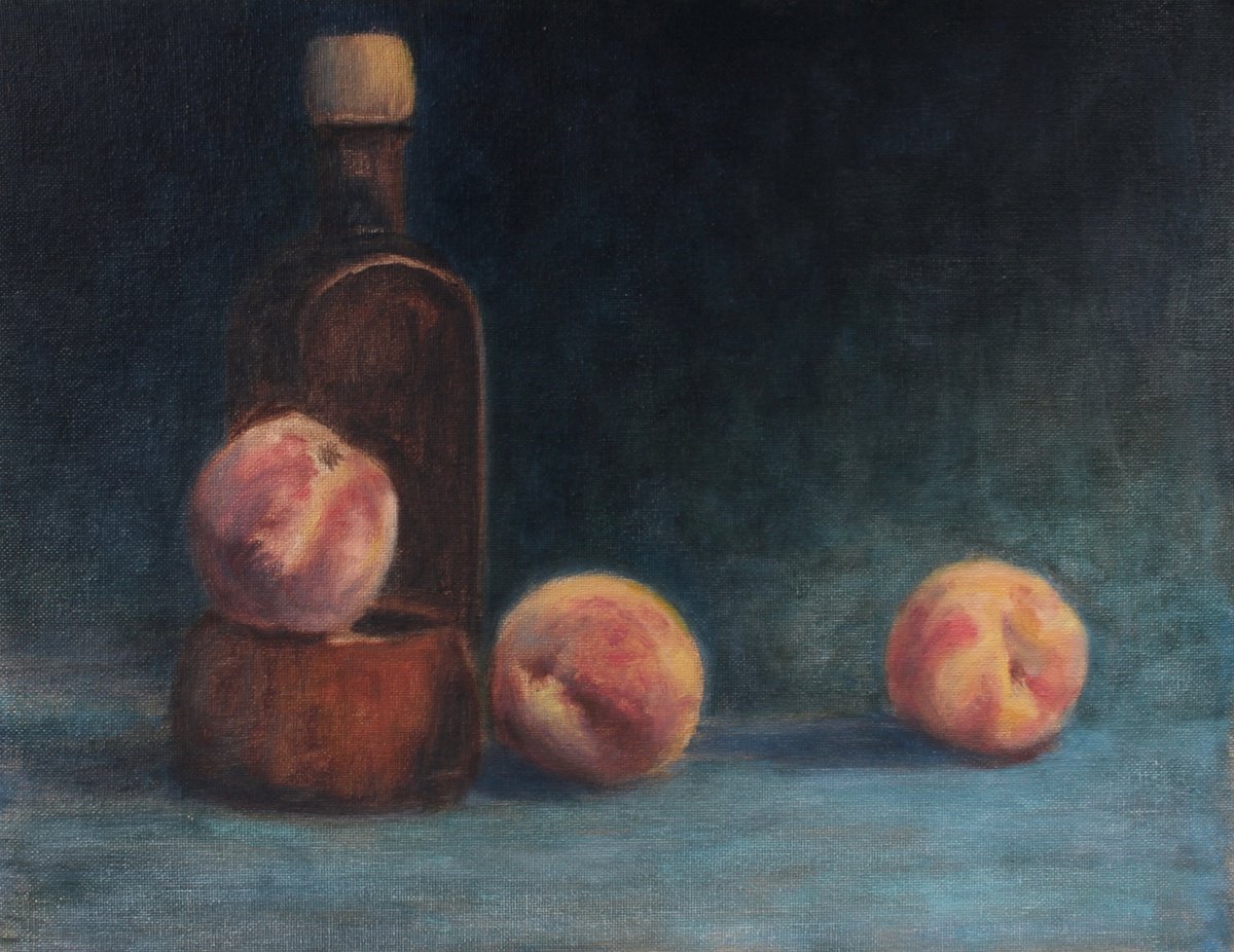 Peach Still Life By John Fleck, 14 X 11, Artwork For Sale On Artfinder
